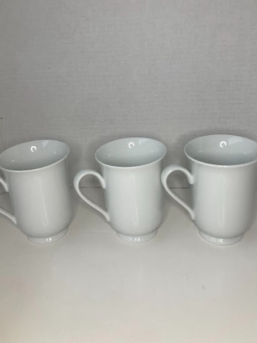 Pottery Barn PB White Porcelain Footed Coffee Mugs